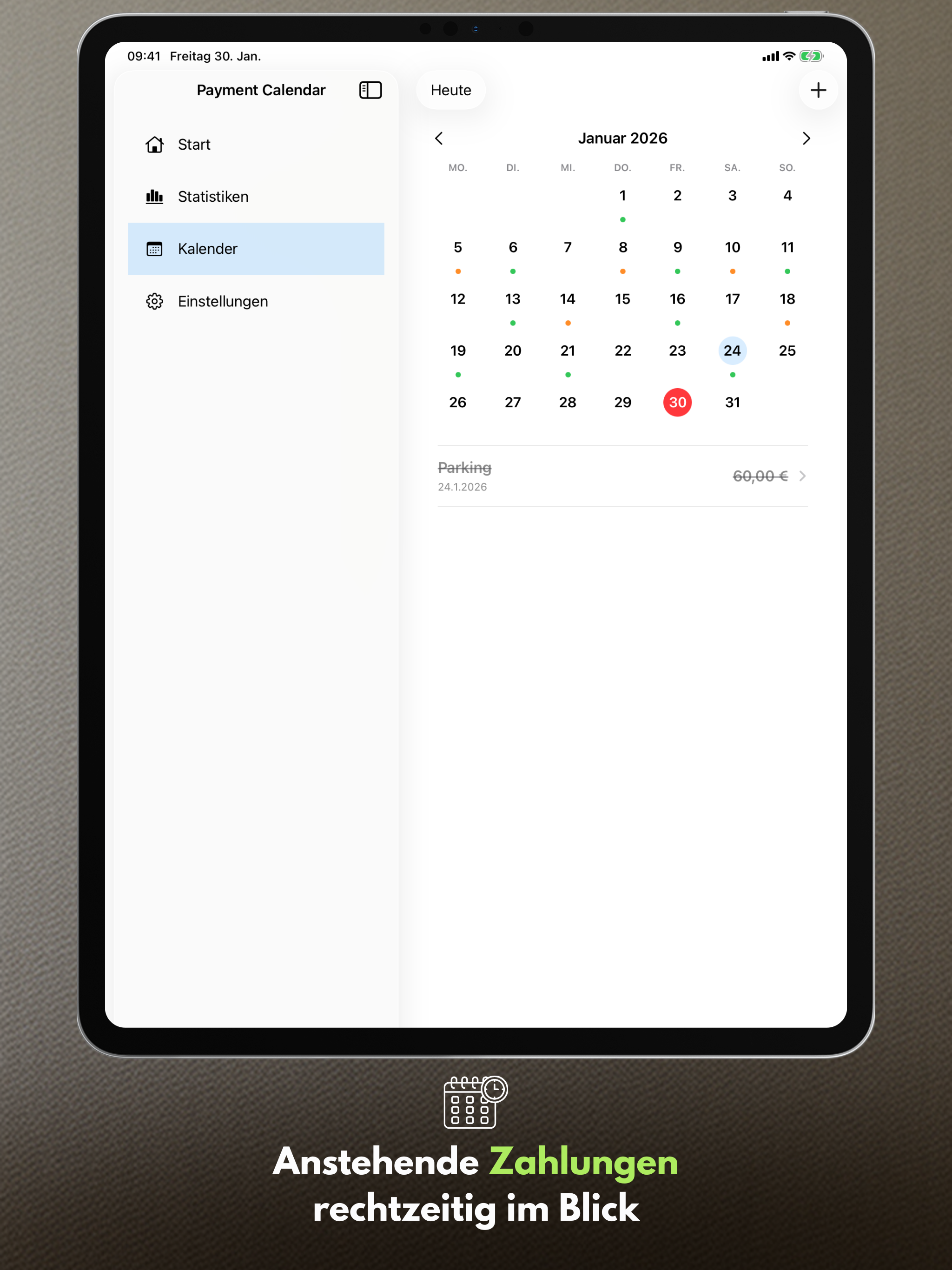Anstehende Zahlungen rechtzeitig im Blick